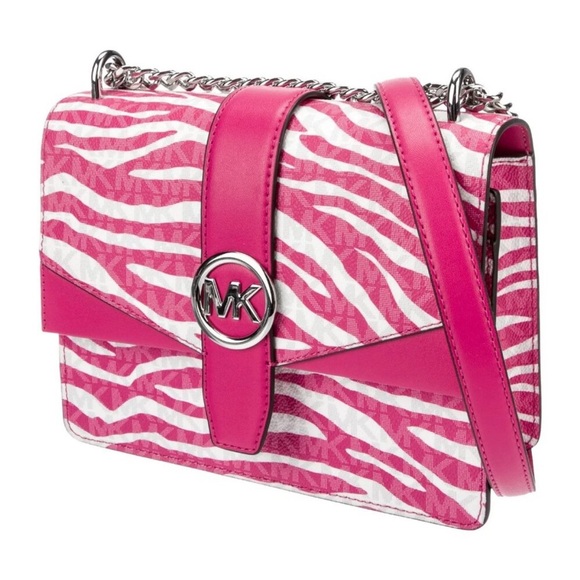 MICHAEL Michael Kors Handbags - NWT Michael Kors MK Greenwich Pink & White Zebra Print Crossbody Shoulder Bag